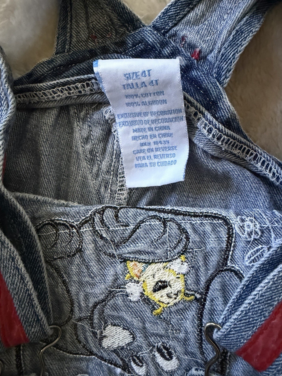 Clifford the Big Red Dog Youth Kids Denim Overalls Size 4T Vintage 90s