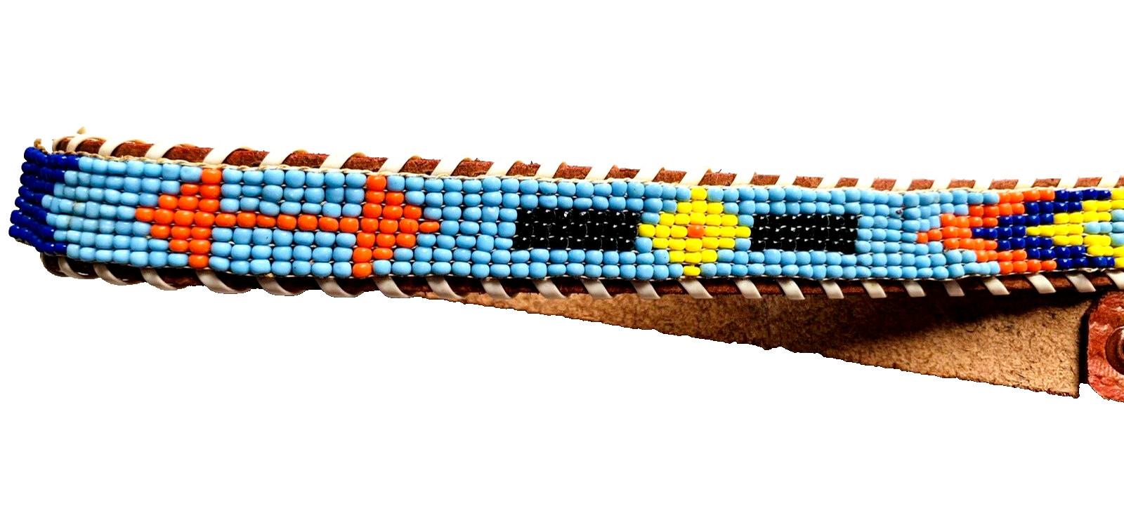 Vintage Unisex Waist 36″ to 40″ Leather Beaded Canada Western Belt Med-L ? Read