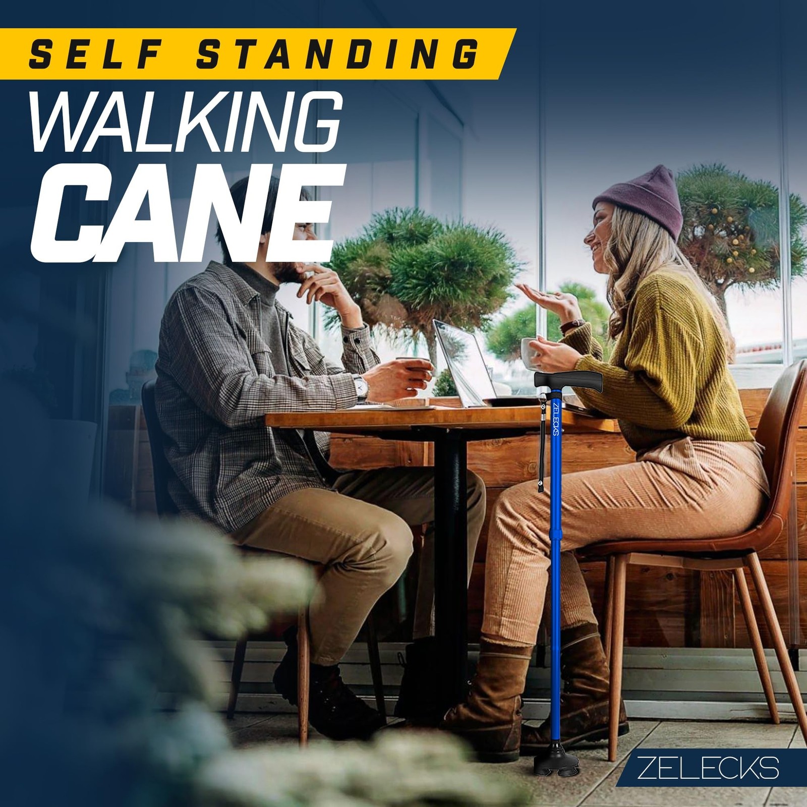 ZELECKS Walking Cane for Women & Men – Self Standing Adjustable Folding Cane …