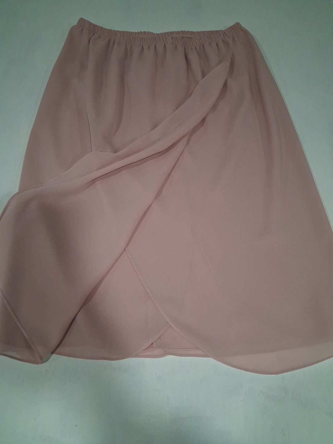 Vtg 60s 70s Dusty Rose pink chiffon dress 2 piece layered Secretary Sheer 18