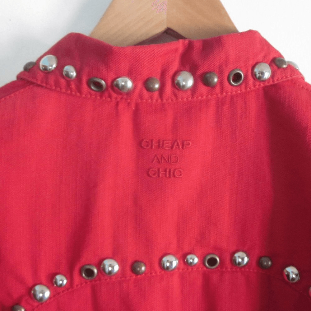 Moschino Womens Size 6 Cheap & Chic Red Embellished Cropped Jacket Made in Italy