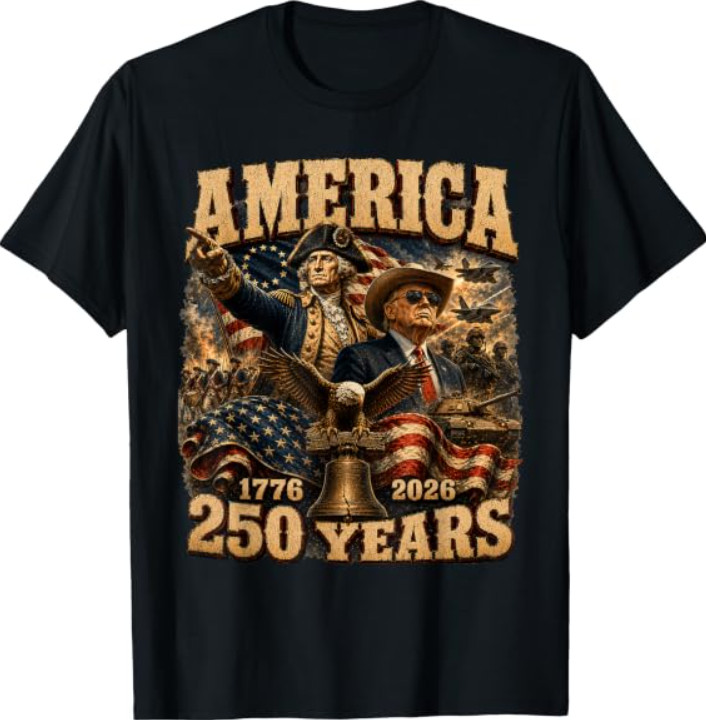 Funny 250 Years America Anniversary 250th Trump Washington T-Shirt