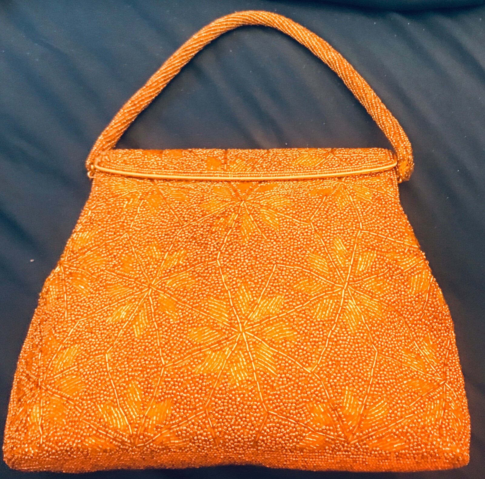 Antique Gold Beaded Evening BAG PURSE Formal Special Occasion Quality Handbag