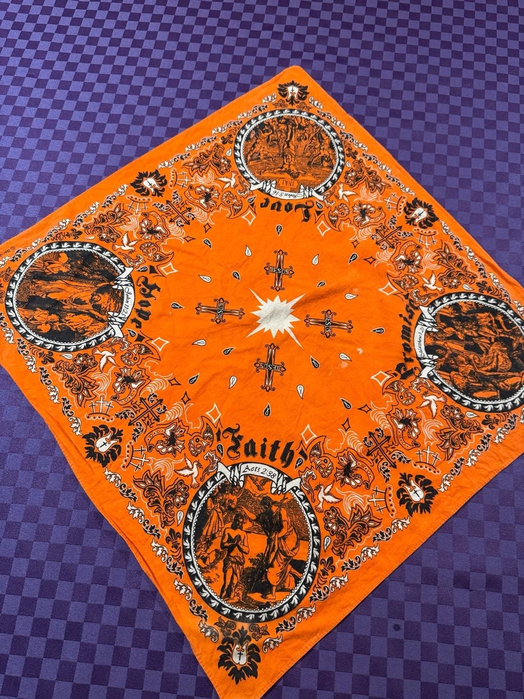 Jesus Christ – Christian Bandana – Orange – 22×22 Inch,