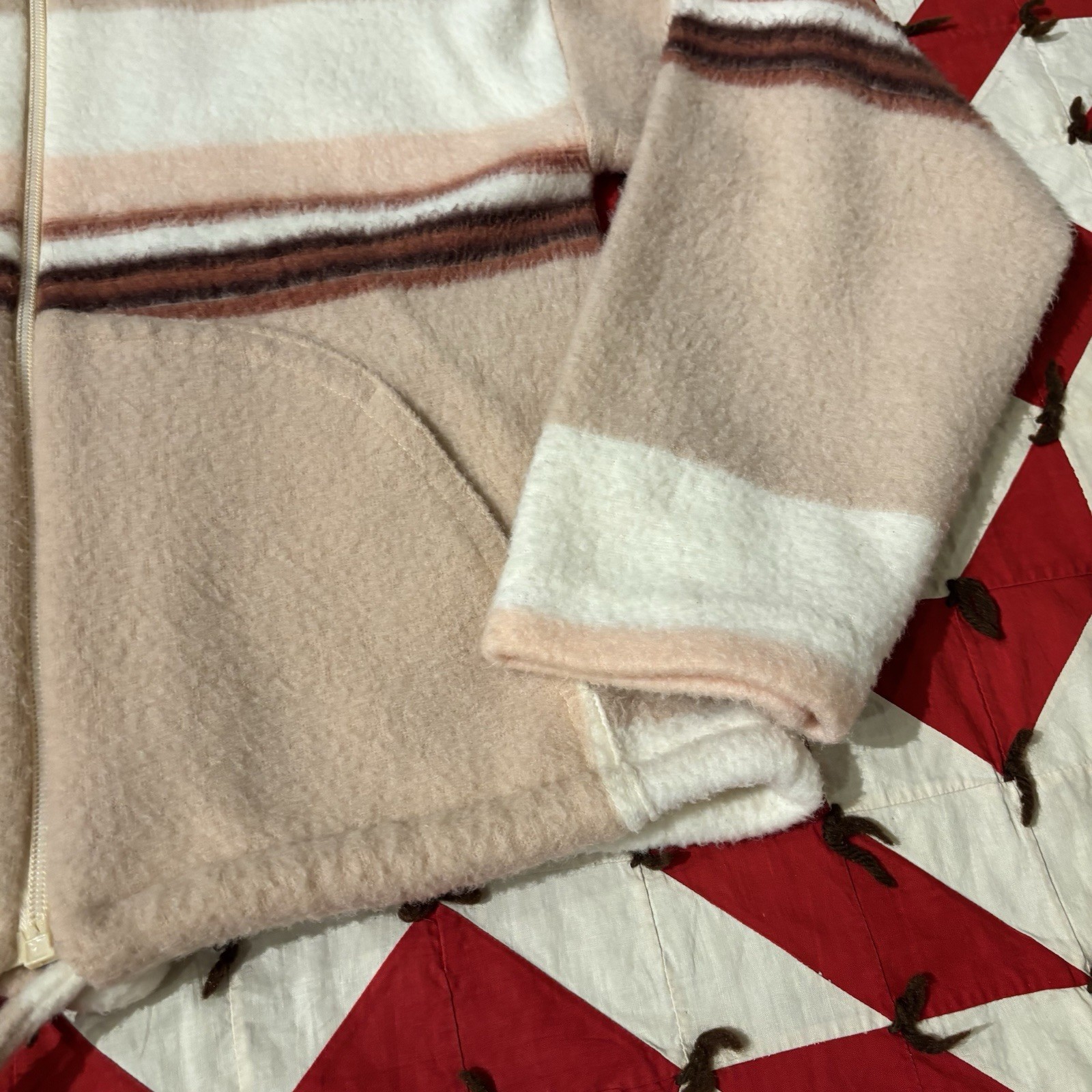 Vintage 1970s Polyester Blend Hoodie Women’s Striped As Is READ