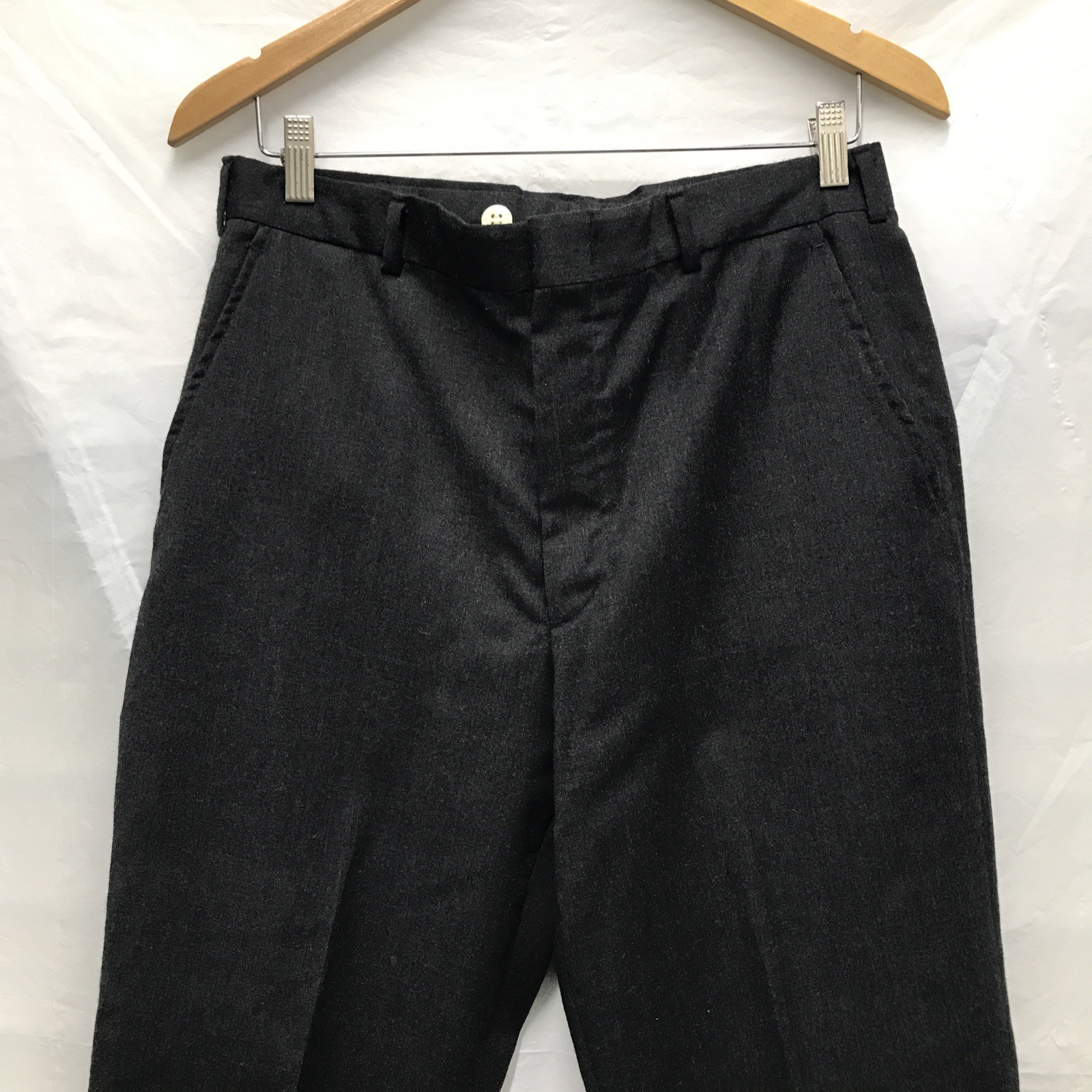 Vintage Lands End Pants Mens 32 Gray Wool Business Casual Office Preppy