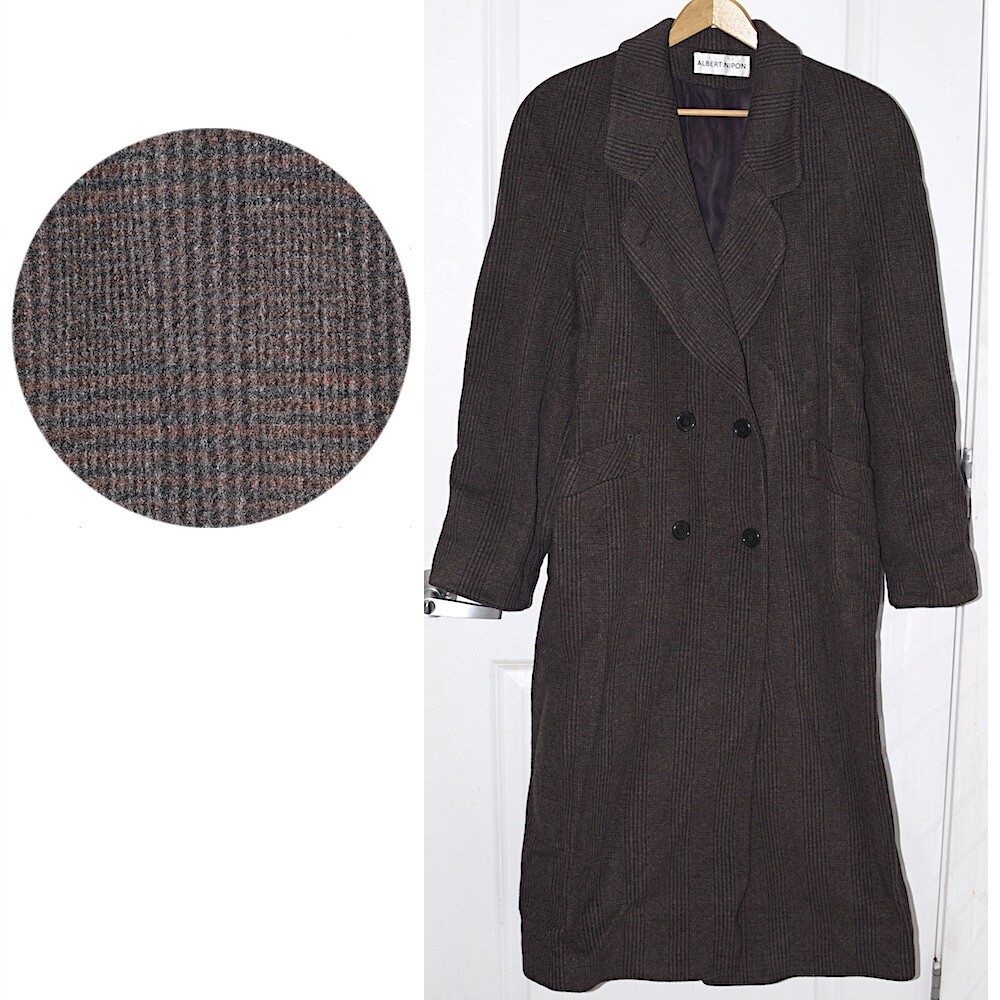 Albert Nipon Vintage Wool & Cashmere Glen Plaid Coat