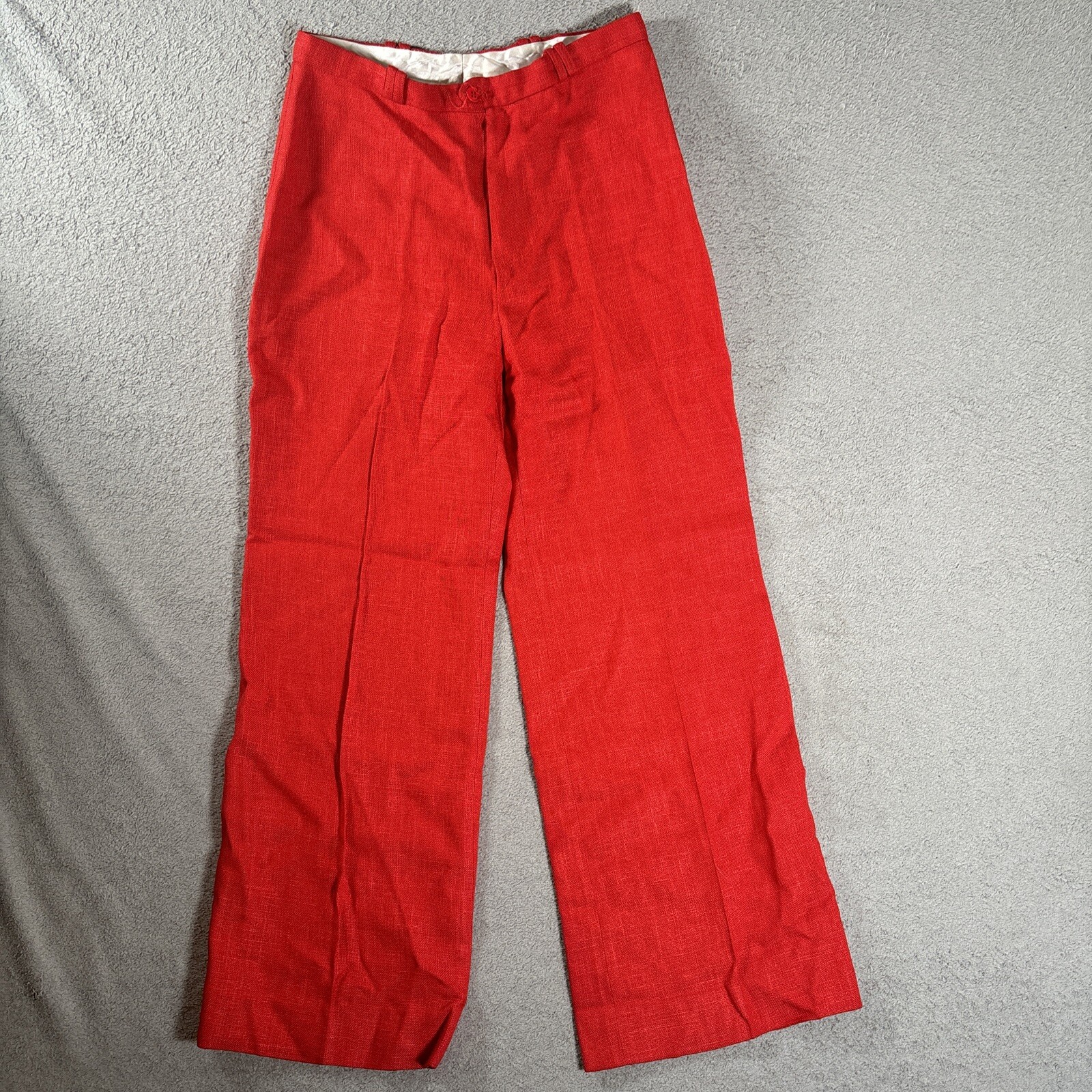 Vintage Lasserre Couture Sport Pants 70’s Red Viscose Wide Leg 28″ Waist