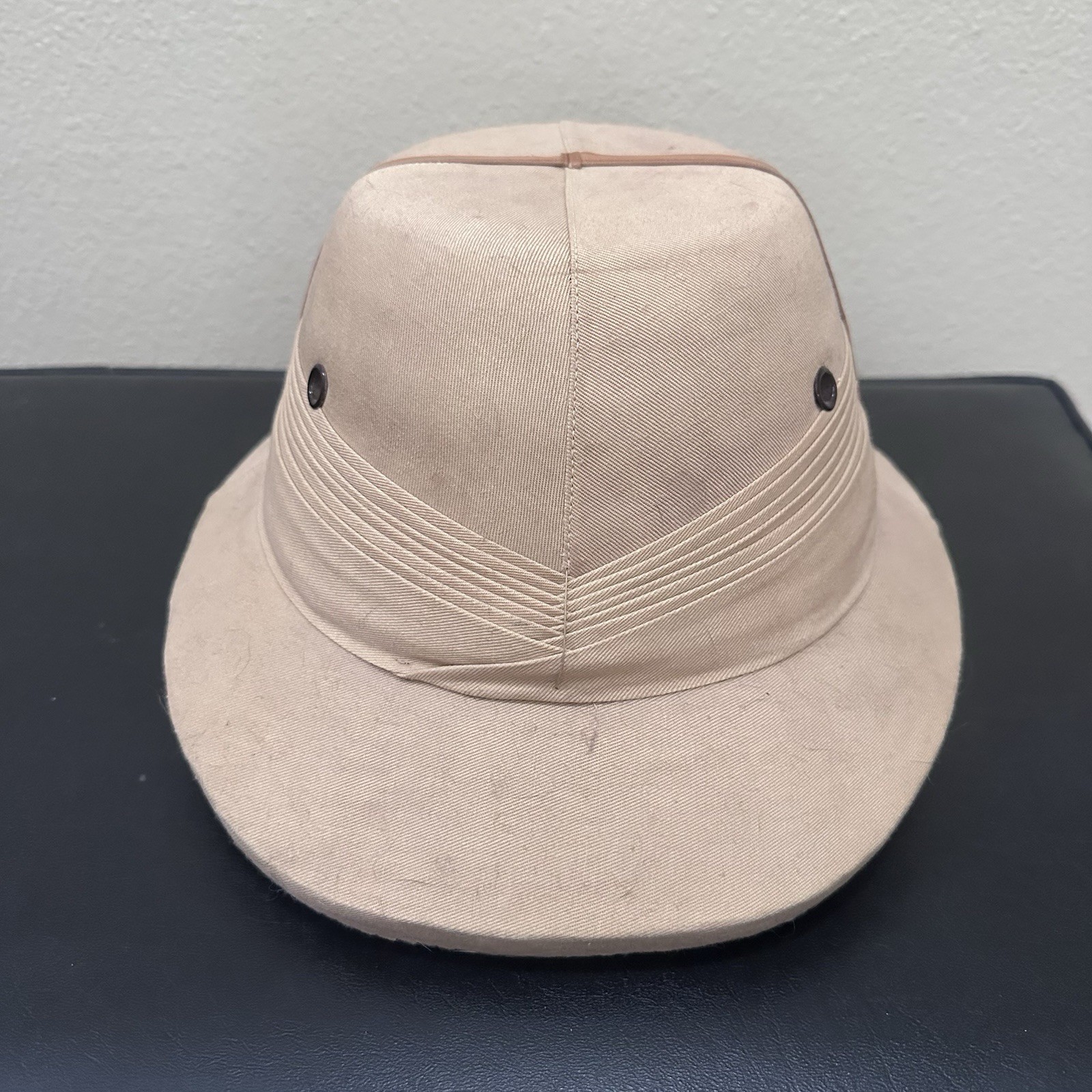 VTG Dorfman Pacific IHI Sun Proof Safari Hat Pith Helmet Khaki Made India 7-3/8