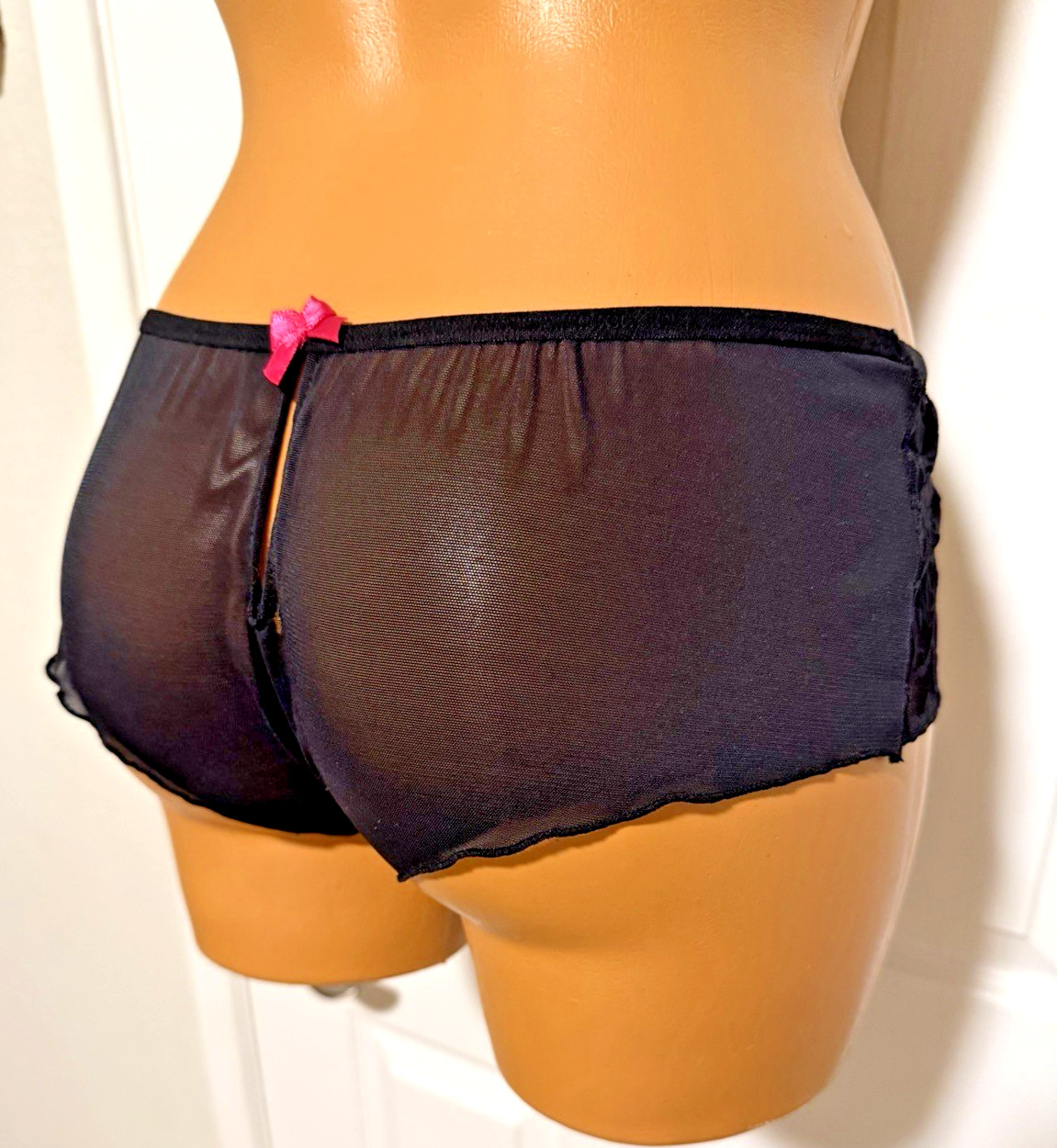VTG Y2K SEVEN ‘TIL MIDNIGHT BLACK W/ LACE INSETS HIP HUGGER BIKINI PANTIES SZ L