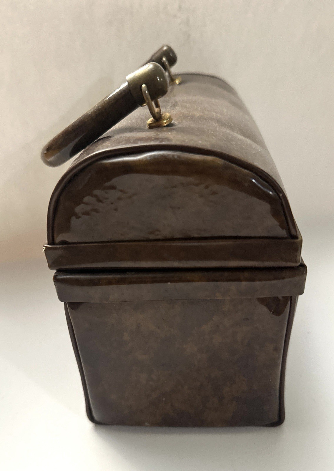 Vintage Mid Century Modern Brown Lunchbox Style Purse handbag
