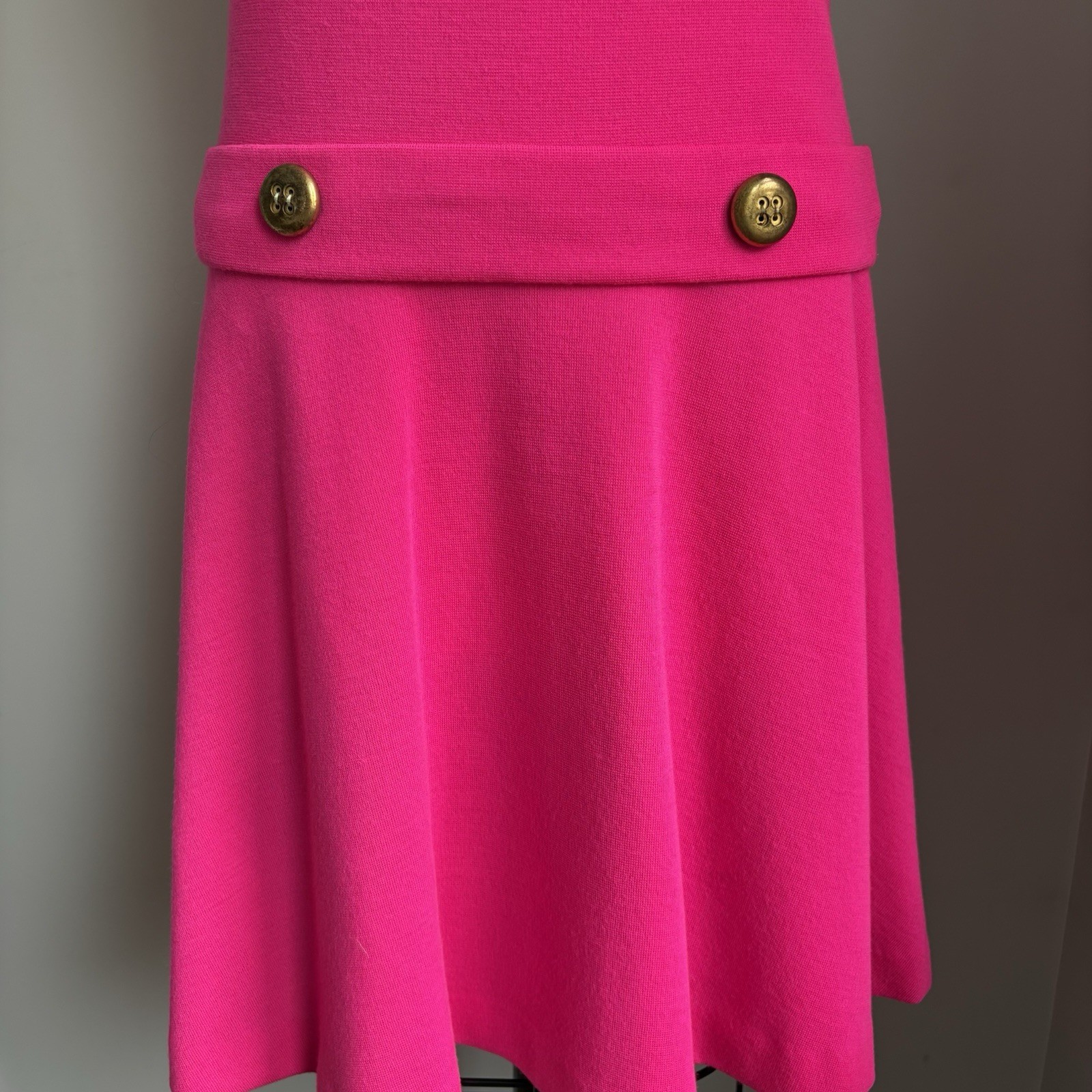 Vintage Mod 1960’s Neon Day Glo Hot Pink Drop Waist Dress XS/S