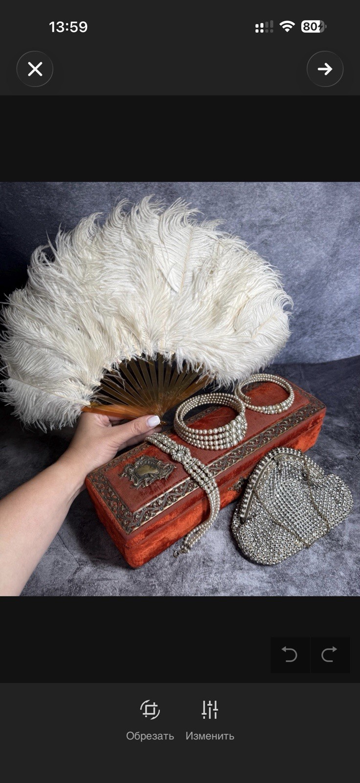 Vintage Ostrich Feather Fan Burnt Orange Faux Tortoiseshell Art Deco Flapper