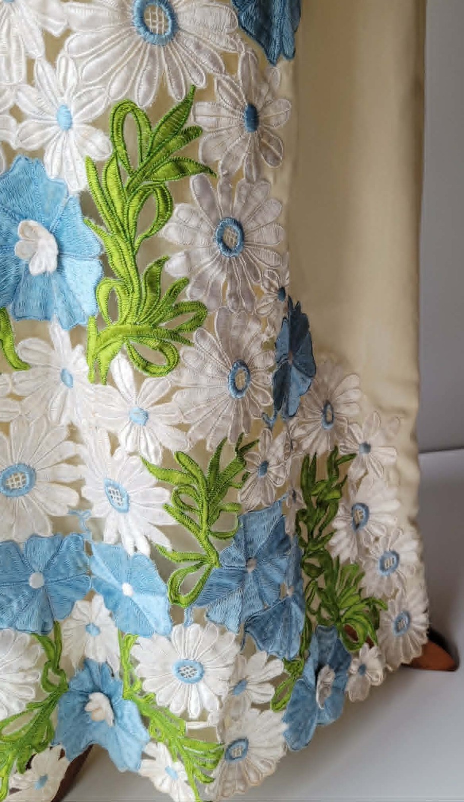 Vintage Tesoro’s Manila Philippines Embroidered Maxi Dress Designer 1970’s Bride