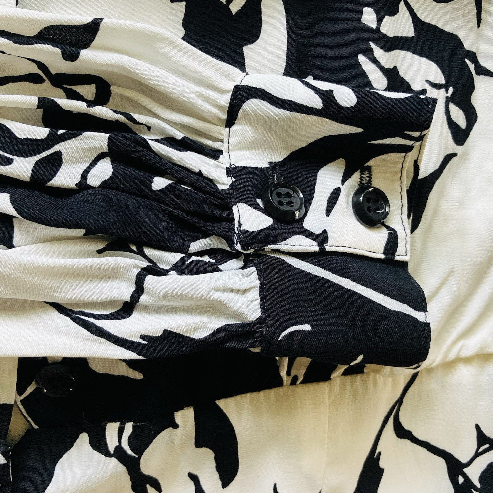 Vtg 80s 90s Graphic B&W Dress W Belt! Acetate & Rayon Lined Sz12
