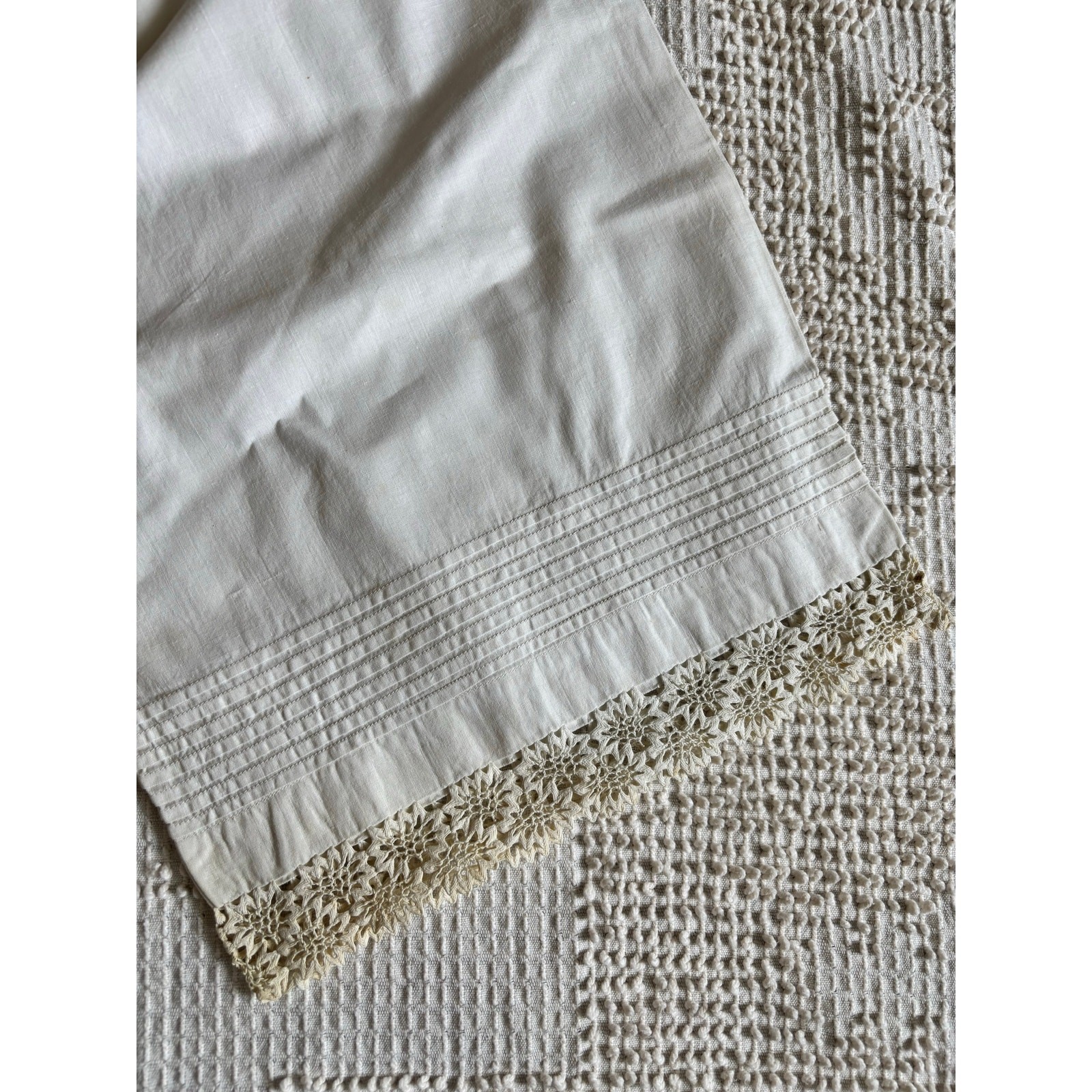 Antique 1910s Edwardian Pantaloons Closed Crotch Cotton Lace Wounded Bird