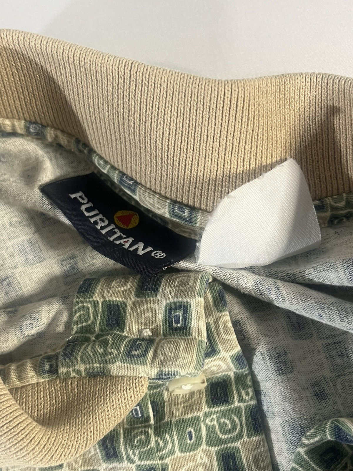 PURITAN 90’s VTG Men’s 3XL Mosaic Pattern Cotton Blend Golf Polo Good Condition