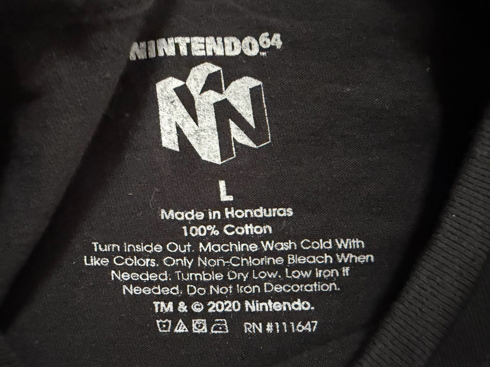 Nintendo 64 2020 N64 Men’s T-shirt Large Short Sleeve Black Used