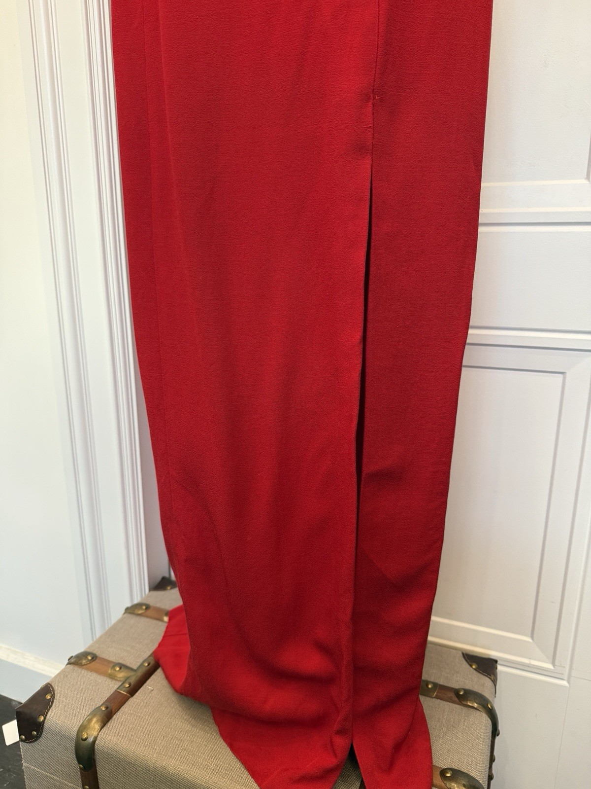 VINTAGE NIKI ORIGINALS RED STRAPLESS GOWN GLAM 80s 90s MAXI OLD HOLLYWOOD