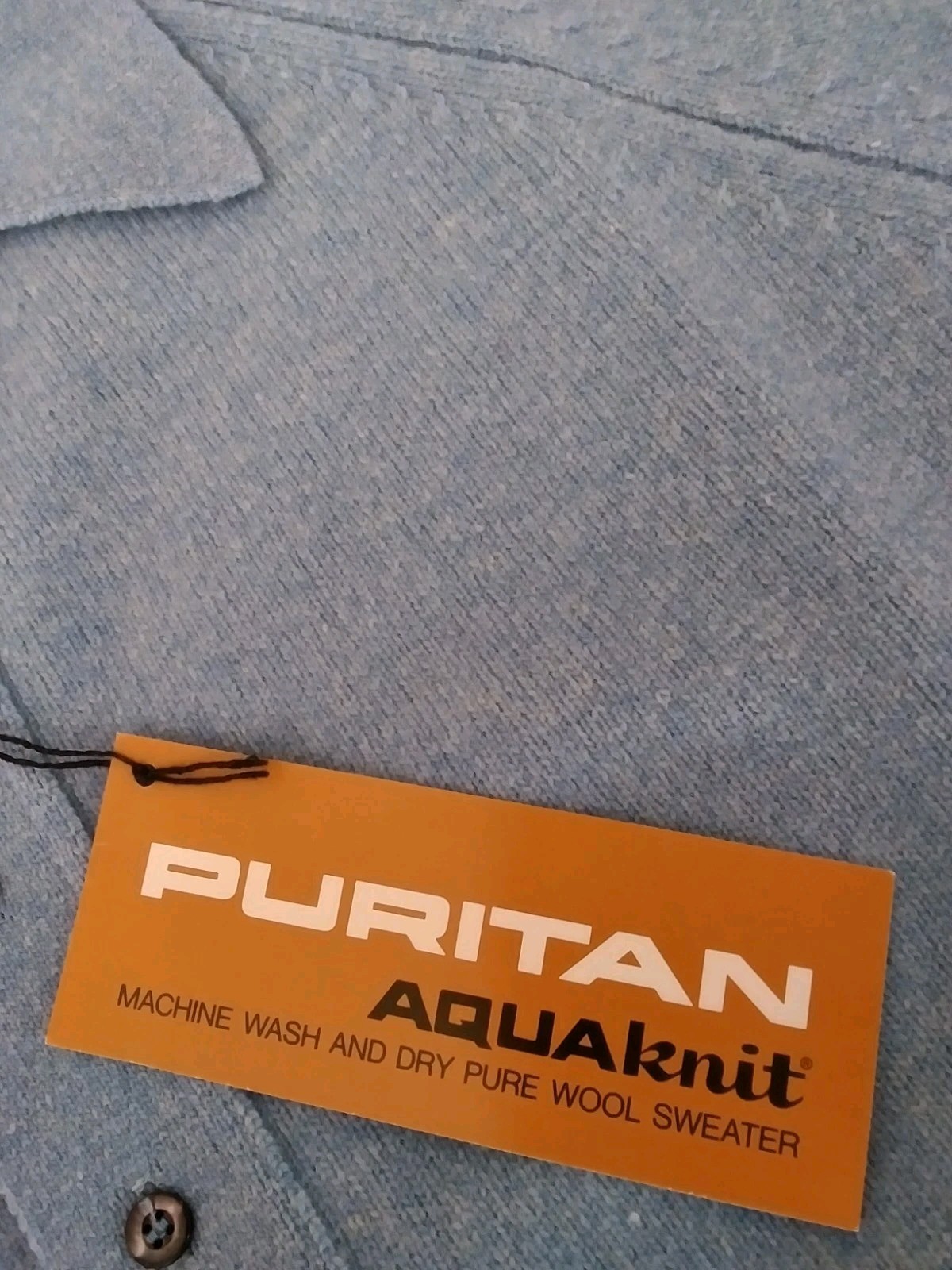 Puritan Vintage 1970s Aquaknit Lambswool Men’s Blue Collared Sweater NWT Size M