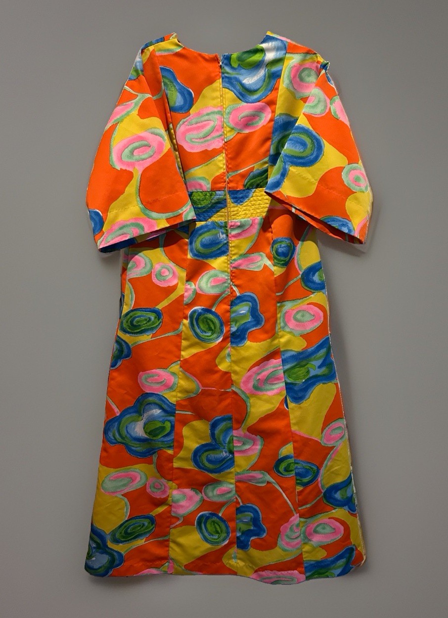 Vintage Tori Richard Dress Womens 16 Orange 70s Honolulu Psychadelic Swirl Maxi