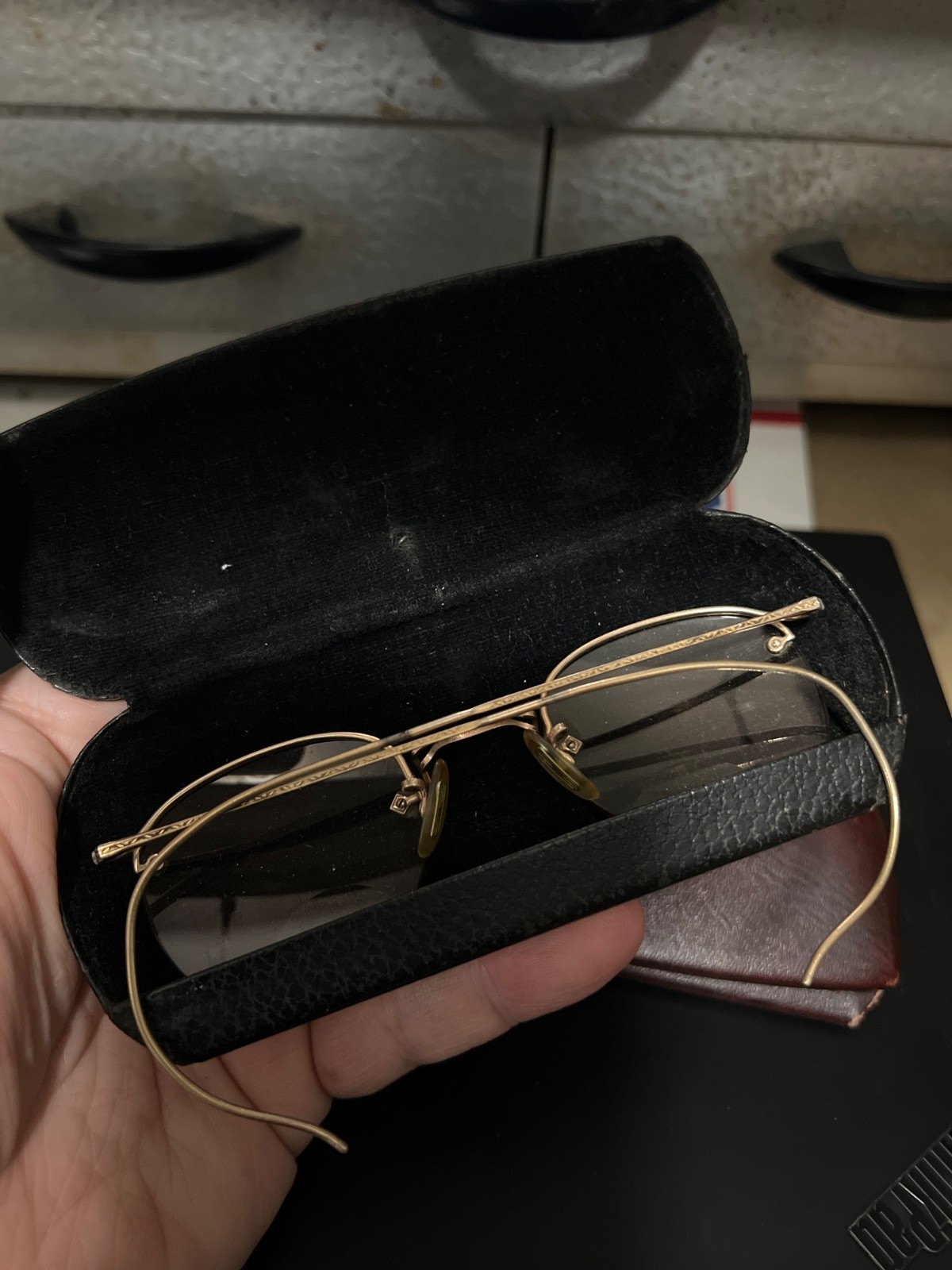 Lot 2 Antique Eyeglasses Marked 1/10th 12K GF Each With Case! B&L & AO! Nice!