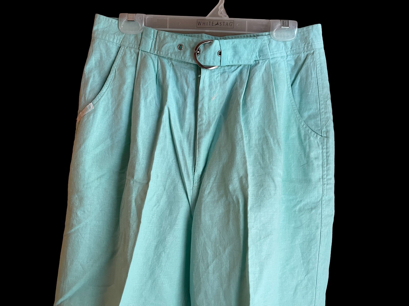 Vintage 80s Gitano Women’s Size 16 32×29 High Waist Mom Belted Pants Mint Green