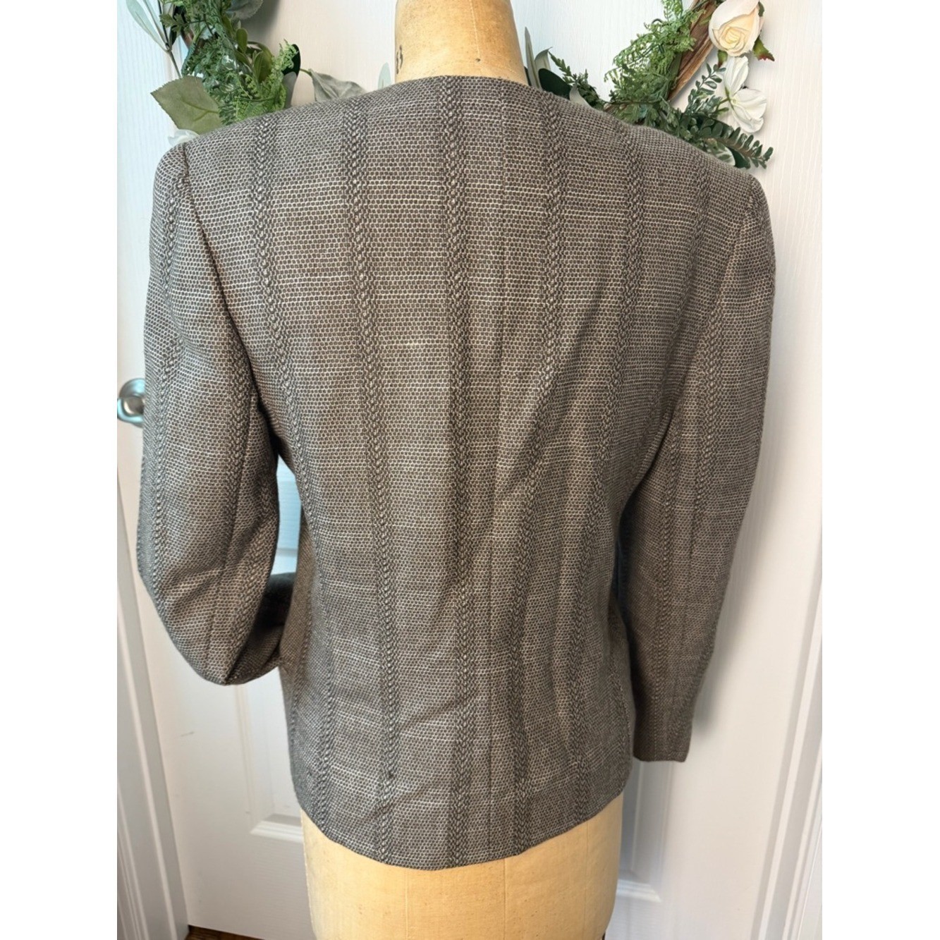 Vintage Harvé Benard Blazer Petite 6 Brown Tweed Micro Check Tailored Fit