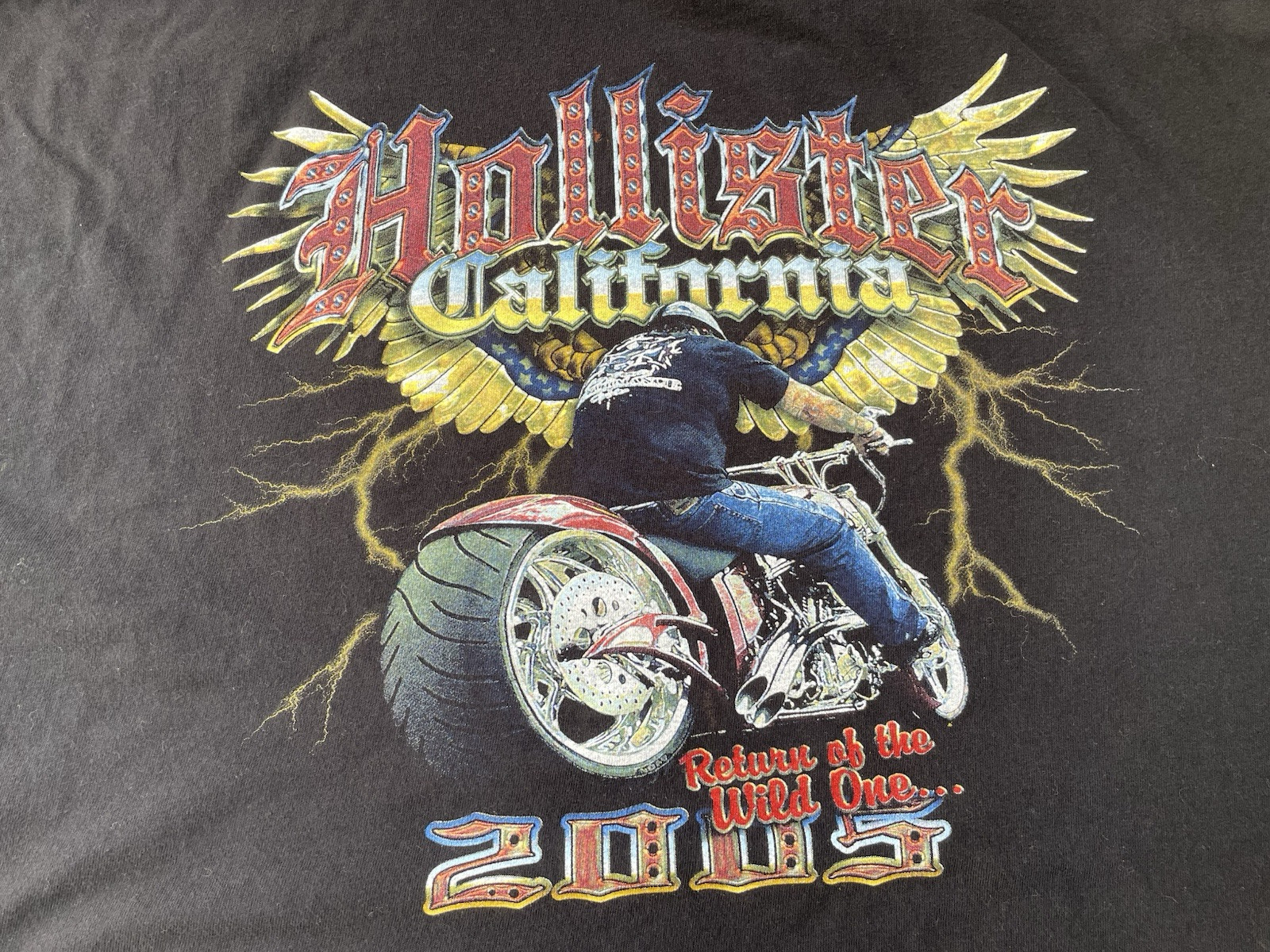 VINTAGE HOLLISTER MOTORCYCLE RALLY SHIRT 3XL 2005 HANES BEEFY BLACK