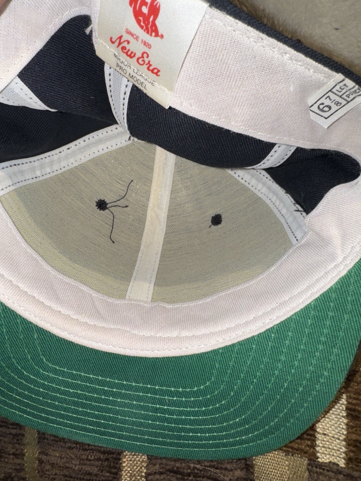 Vintage New Era Fitted Size 6 7/8 Black Blank Pro Model Hat USA Baseball Cap NOS