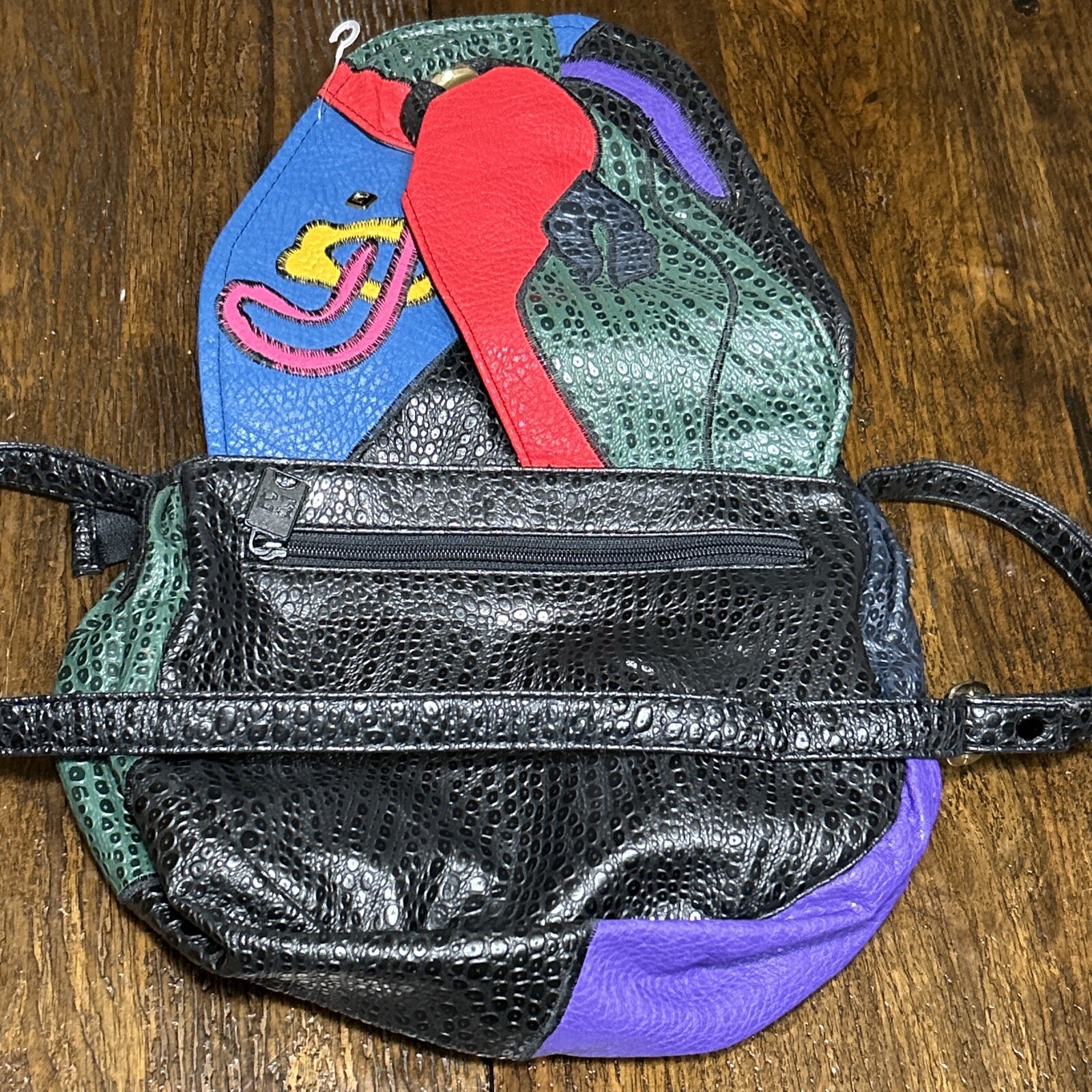 Vintage 80s Nas Bag Multicolor Patchwork Handbag Purse Korea Colorful Bright Art