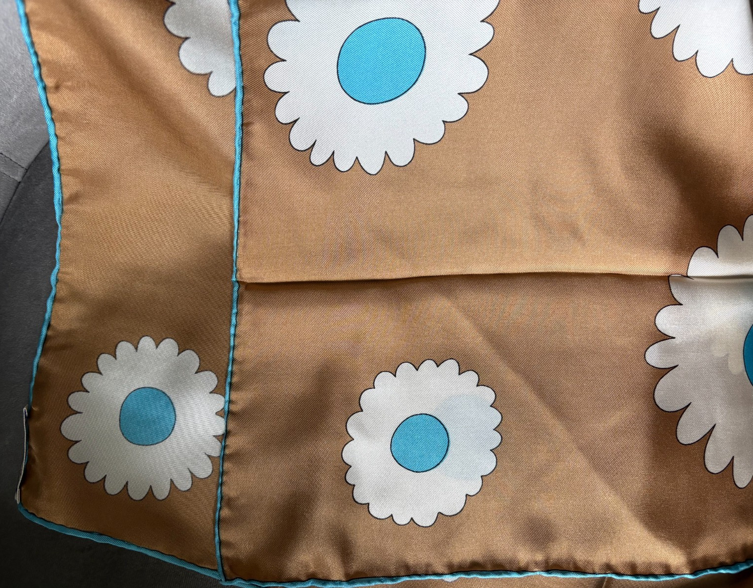 Vintage Givenchy Mid Century Modern Daisy Patterned 100% Silk Scarf RARE 1960s