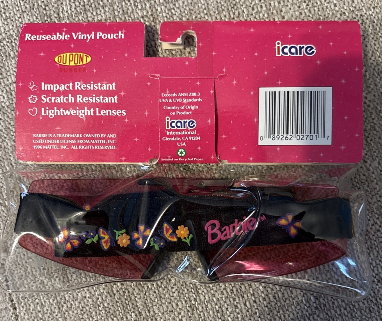 DuPont I Care 1994 Barbie Sunglasses With Strap 100% UV Lens Block Unopened VTG
