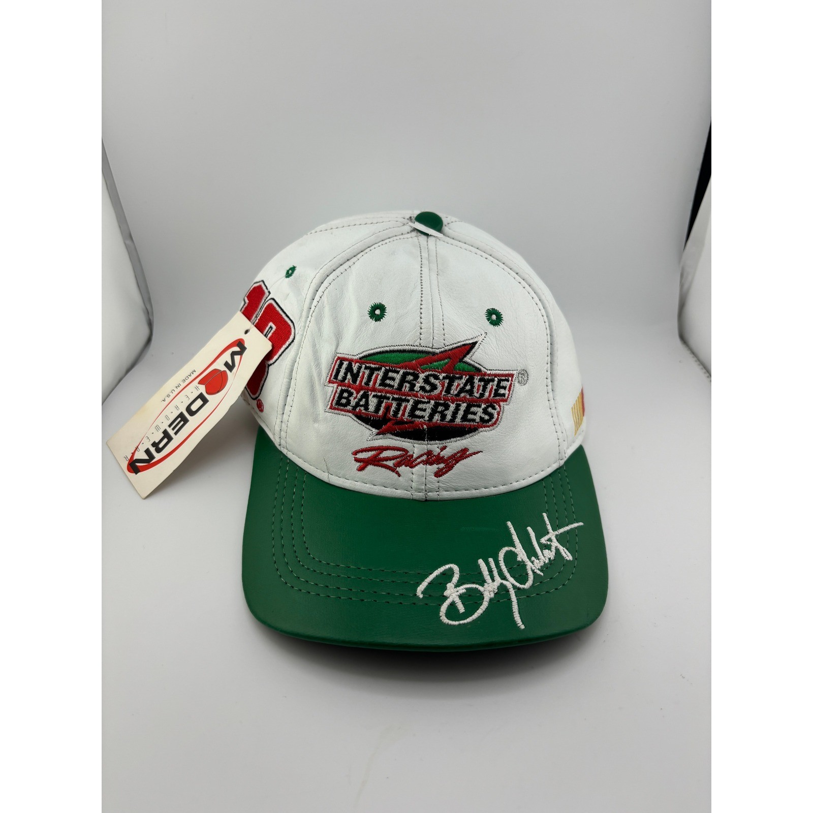 Vintage NASCAR Bobby Labonte Interstate Batteries Leather Hat Modern Headwear 18