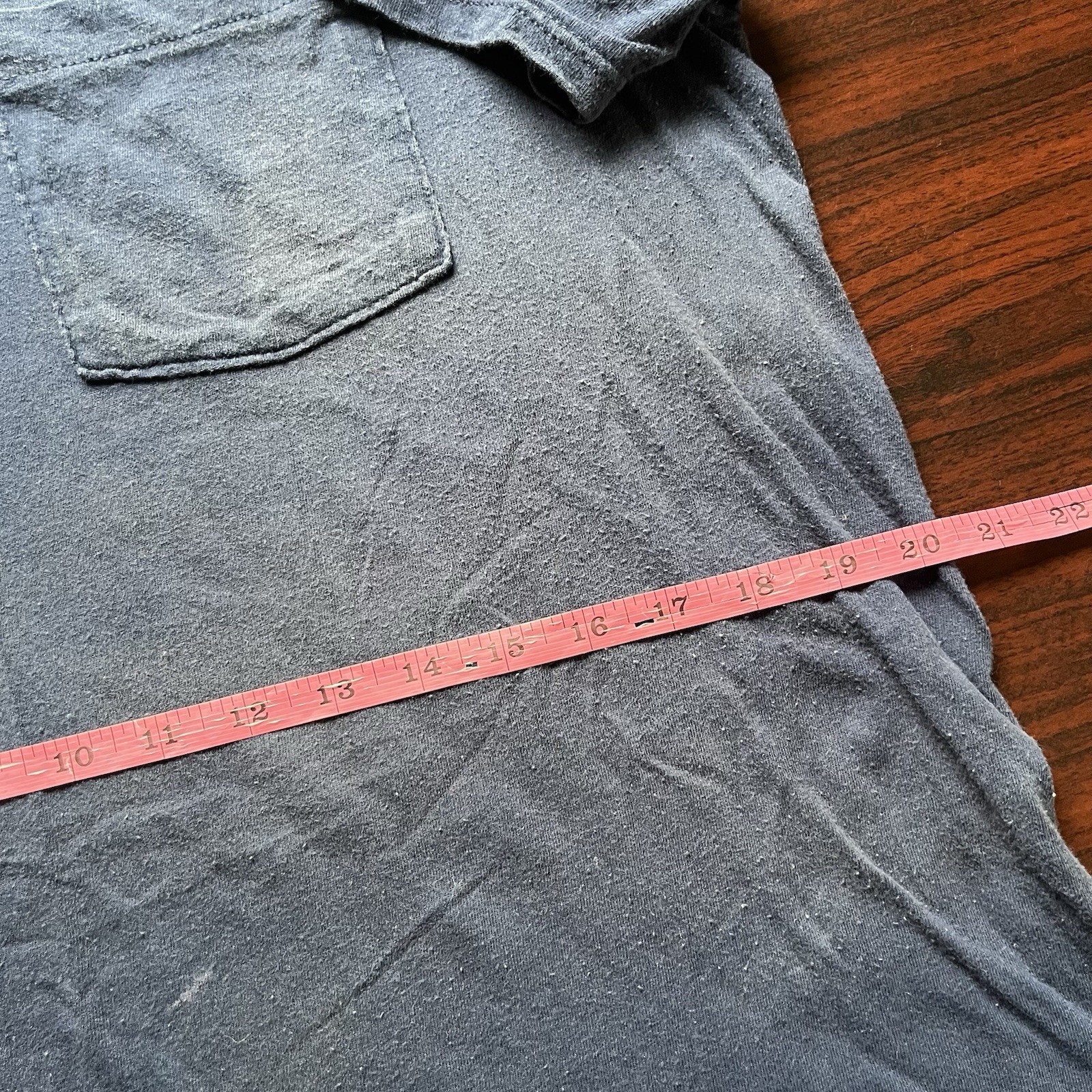 Vintage 90s Fruit Of The Loom Pocket T-shirt Mens L Blue Blank Solid