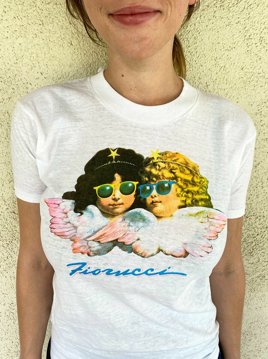 FIORUCCI 1980’s VINTAGE ANGELS SHIRT -White, NEW OLD STOCK SIZE MEDIUM