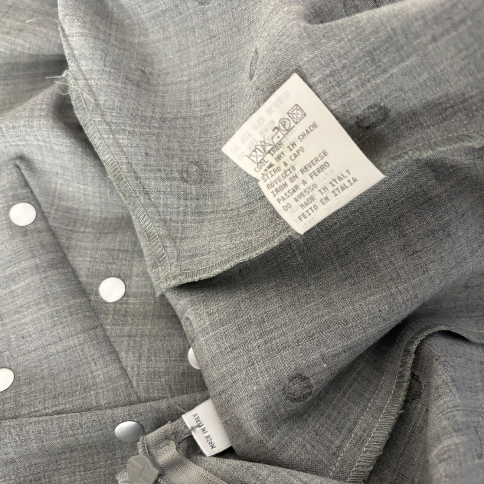 Moschino Jeans Gray Wool Blend Silver Polka Dot Midi Sheath Dress 10/44 Stylish
