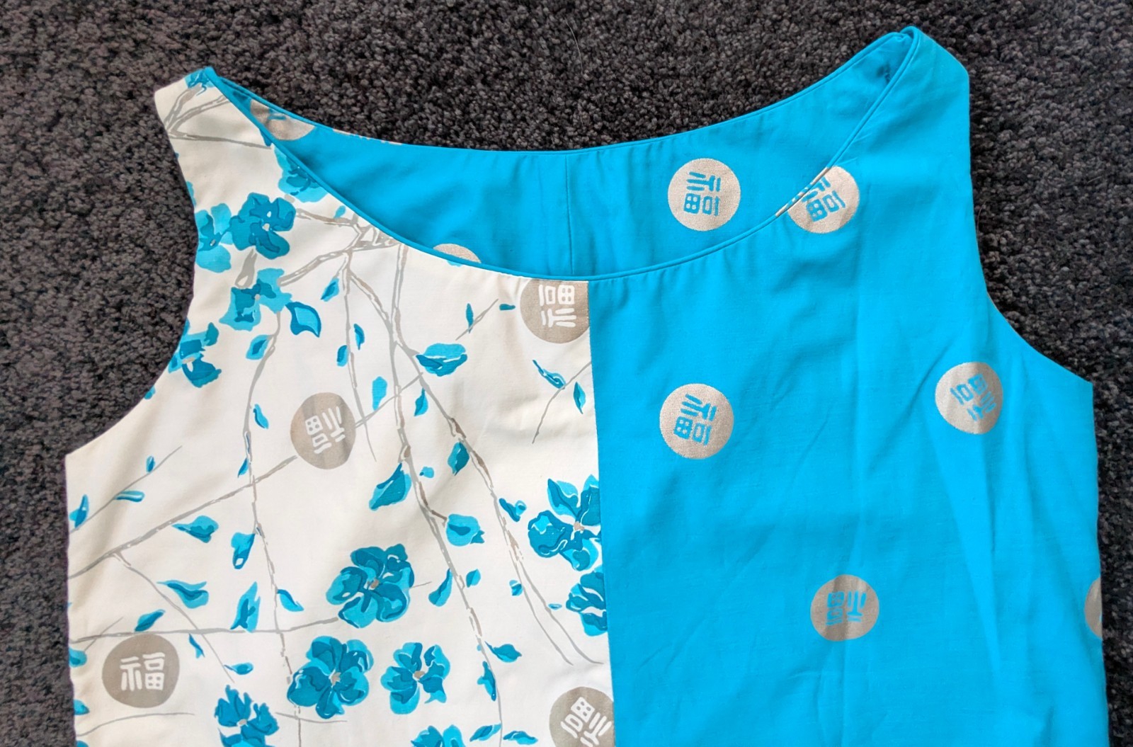 1960s Alfred Shaheen Hawaiian Floral Block Print Sun Dress Tiki Resort VTG Sz L