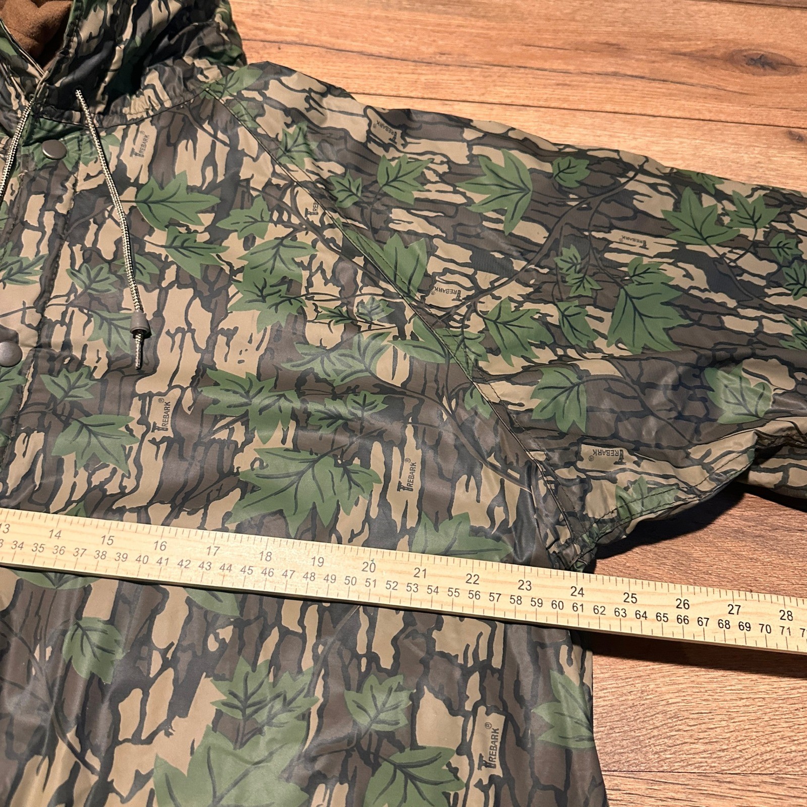 Vintage Trebark Camo Hooded Hunting Jacket Men XL Green Brown Quilted Parka