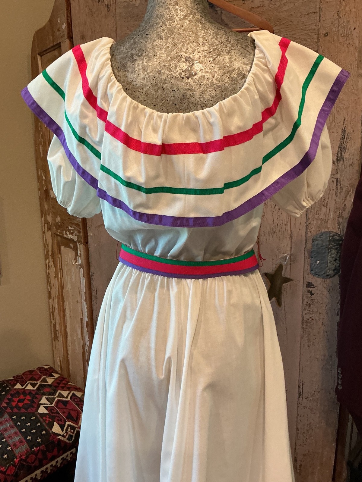 70s Applause II Marge Kane Belted dress off the shoulder Tag 12 STANDOUT