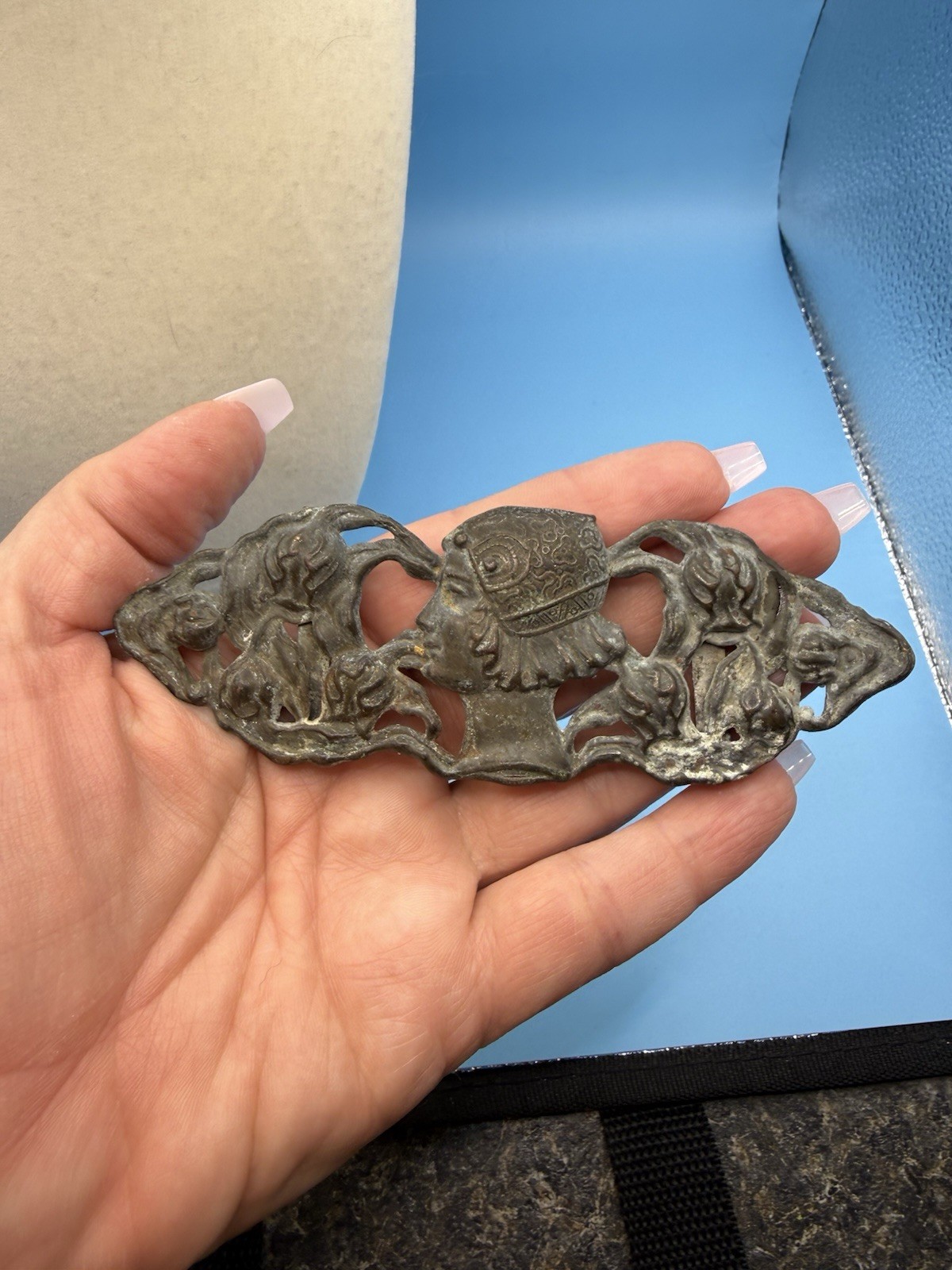 Vintage Art Nouveau Embossed Belt Buckle