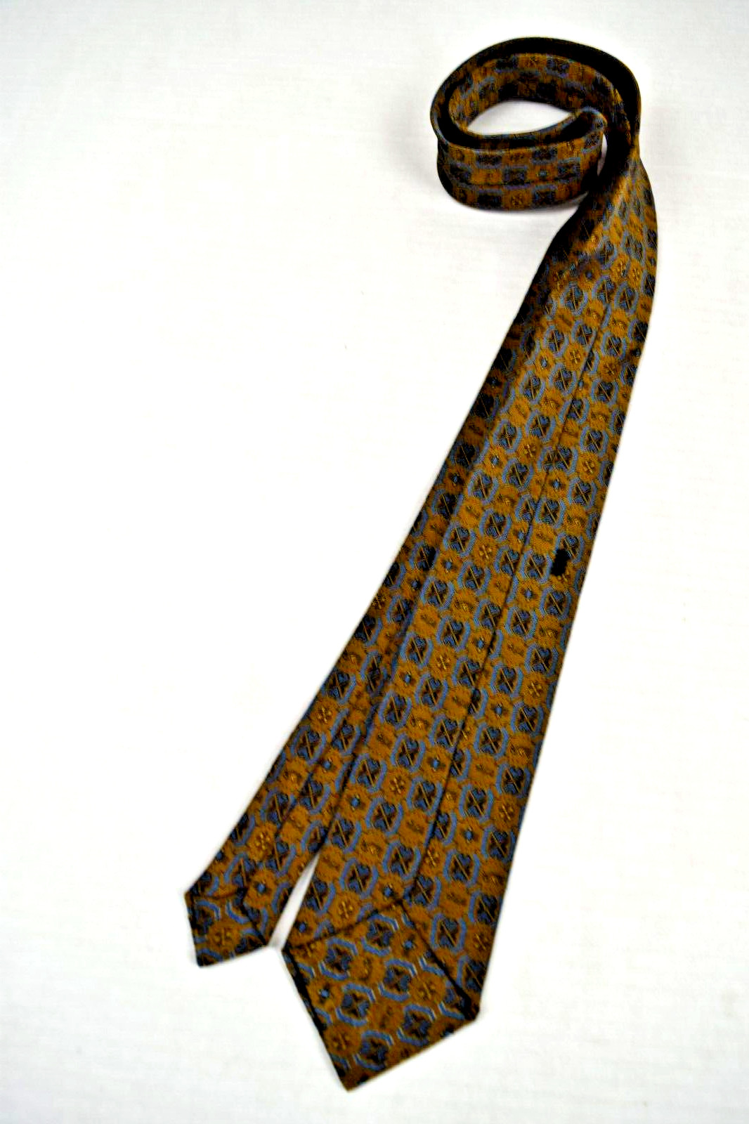 Neck Tie VTG Golden 50s Medallions Butterscotch Taupe Acetate Rayon 56 X 3″