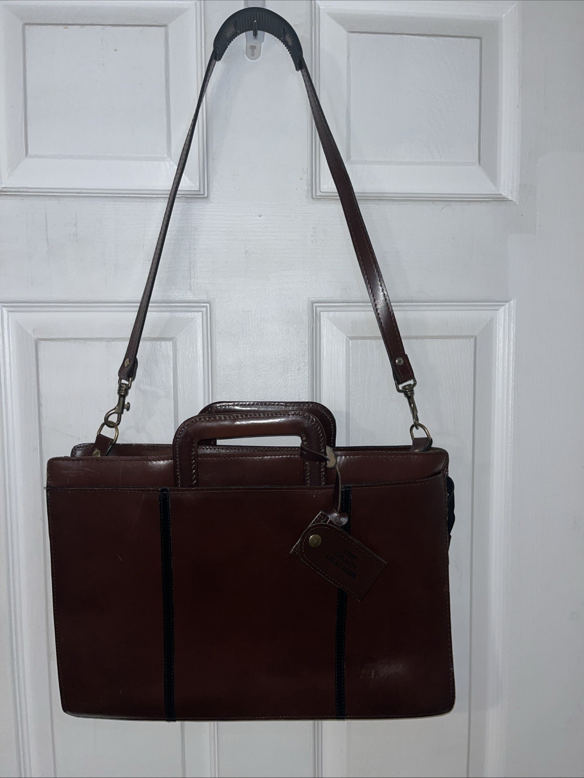 Vintage Men’s Top Grain Leather Briefcase Shoulder Business Bag made in Romania