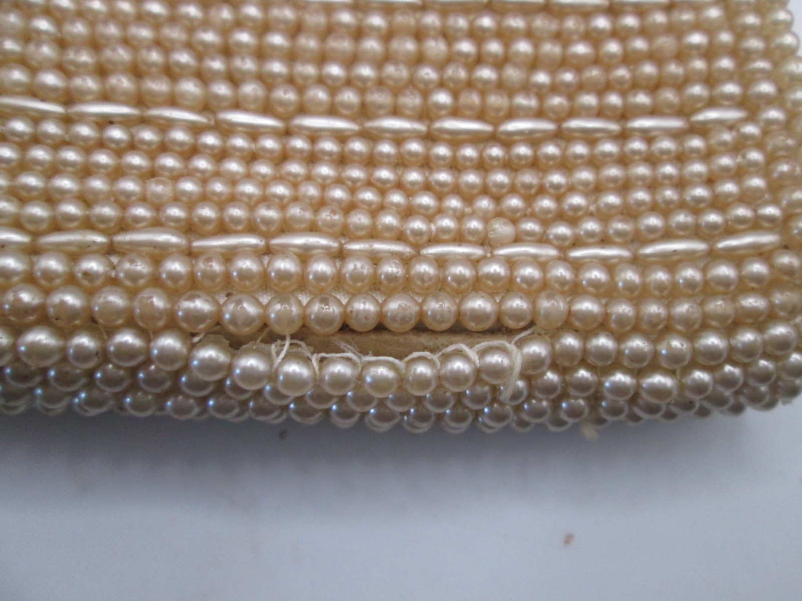 VTG Fine Arts Bag Co Japan Faux Pearl Beaded Evening Bag Clutch Purse Zip Close