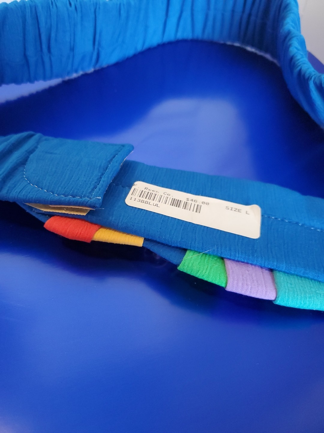 VTG 80s Belt NWT F. Rees Co Rainbow Elastic Cinch Blue Red Gold 33 Boutique NOS