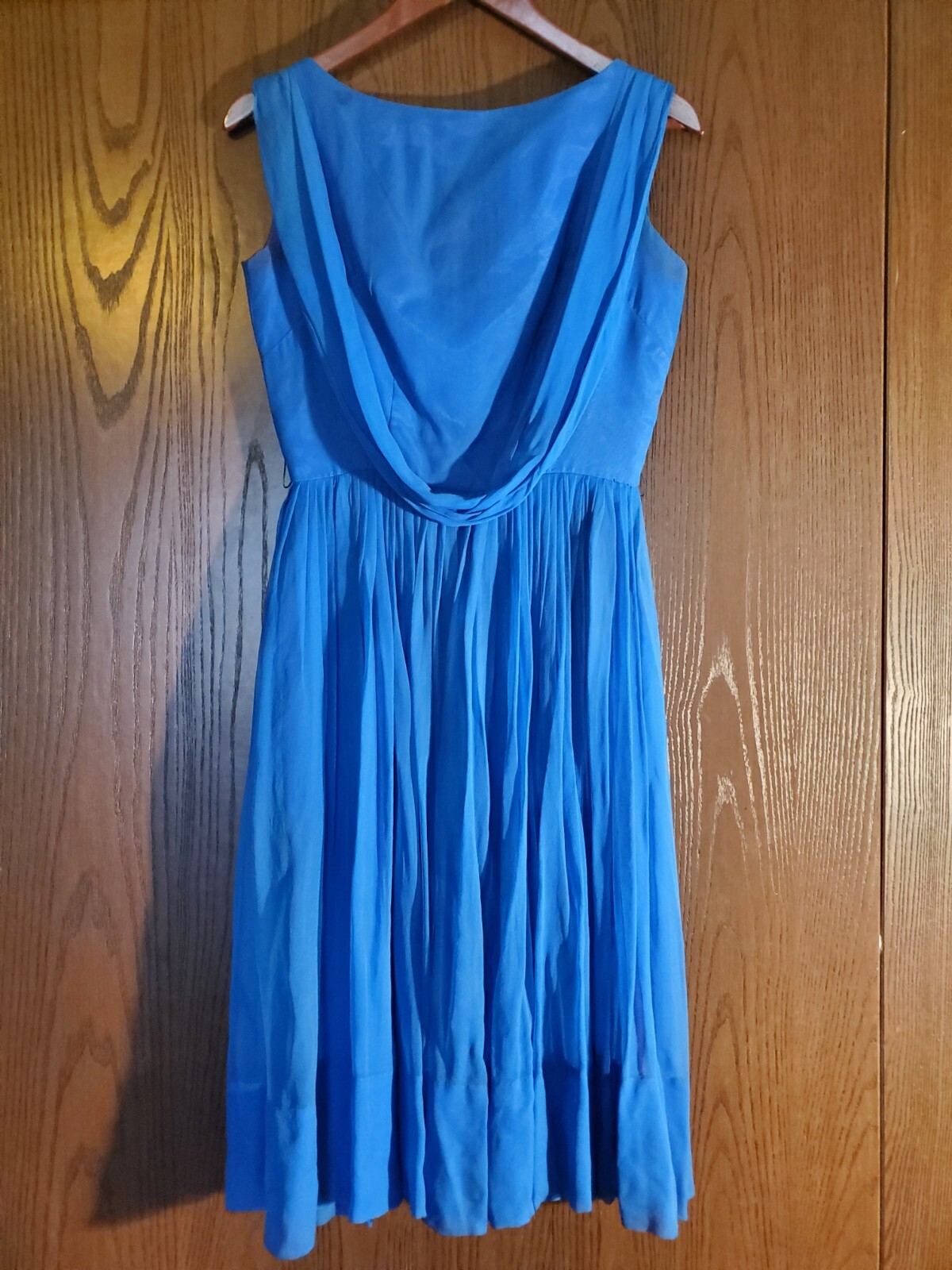 Vintage 1950s 60s ELINOR GAY Blue Party Formal Dress 26″ Waist