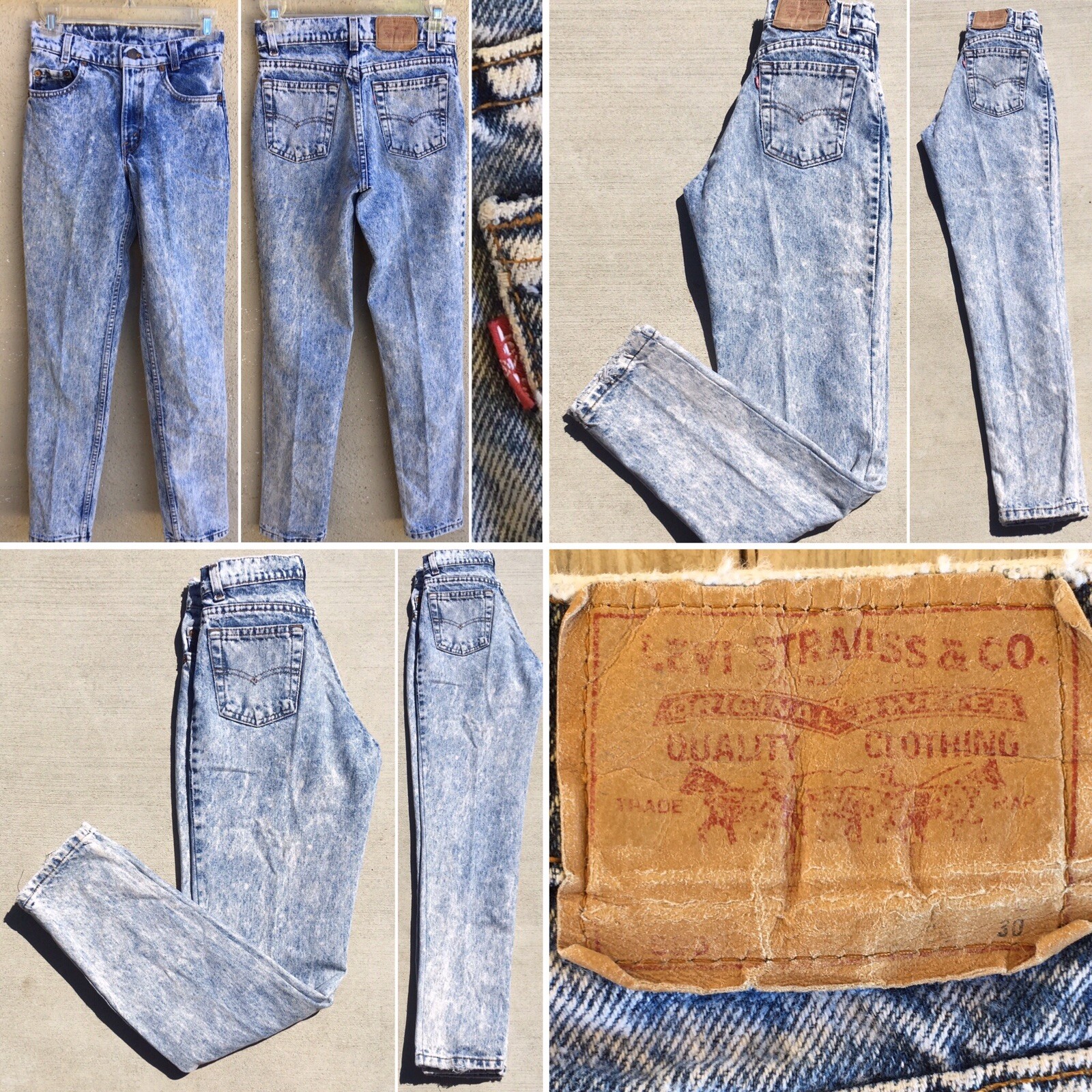 Vintage Levis Acid Wash Jeans 505 High Waist Tapered Leg 25 in Waist 80s 90s