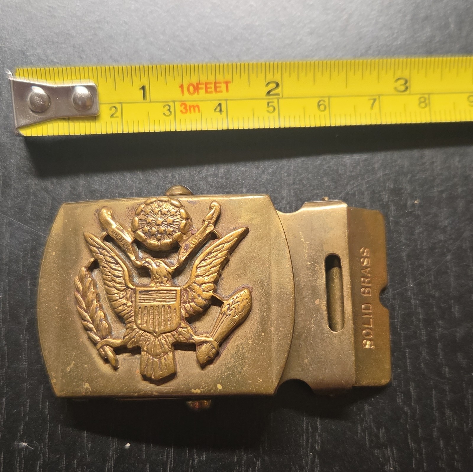 Antique, Vintage, Solid Brass, Gold Plate United States Army Belt Buckle