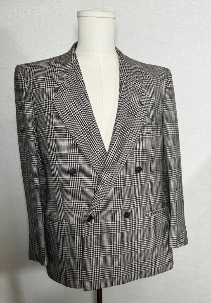 Giorgio Armani Mani Blazer Mens Houndstooth Wool Italy Sport Coat VINTAGE 40S