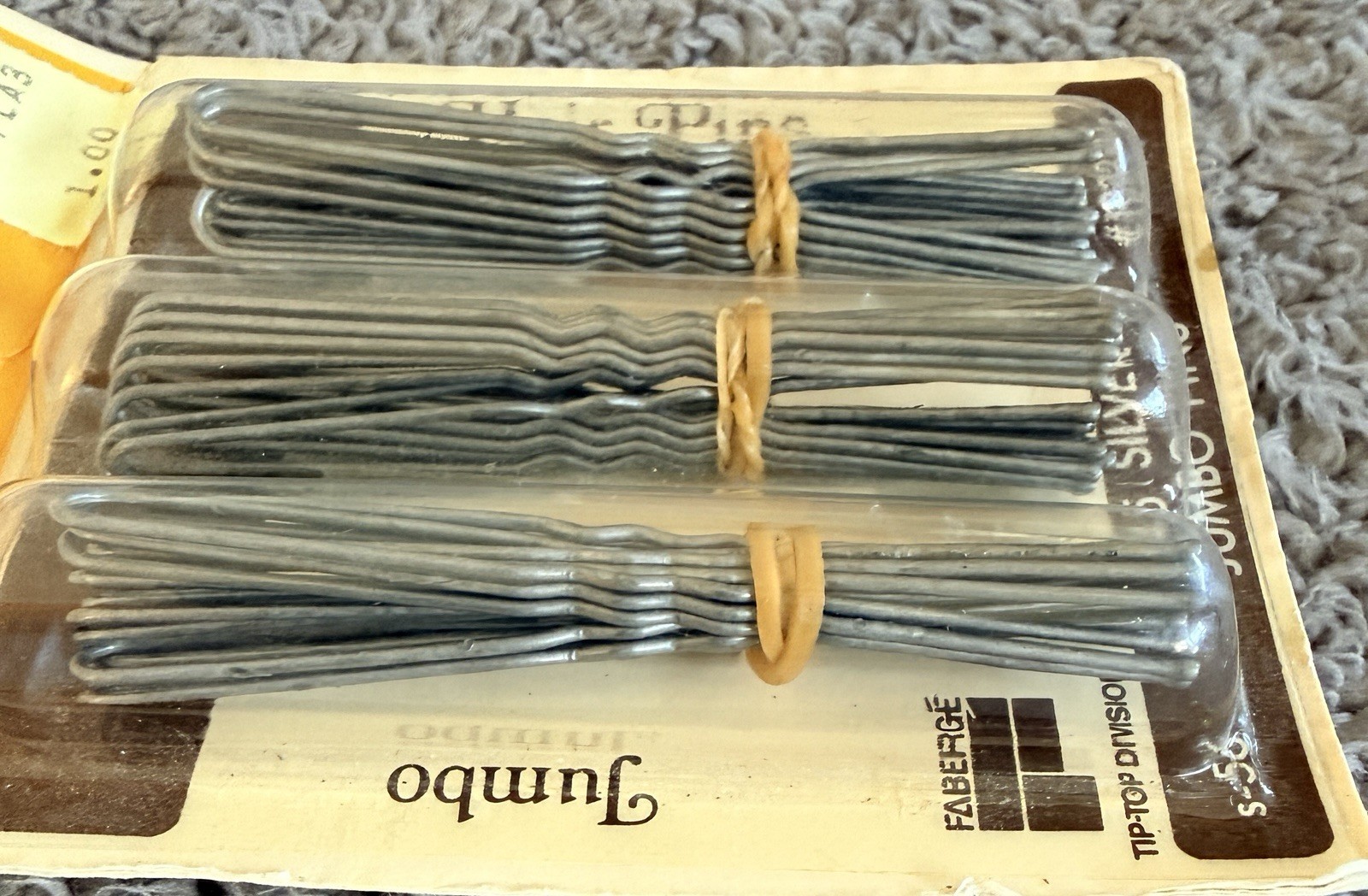 Vtg TIP-TOP TT Jumbo Hair Pins Original Metal 45ct. NIP NOS Faberge LTD USA made